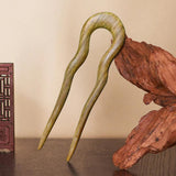 Women Wood Carved Stick Hair Clips Combs Vintage Headwear