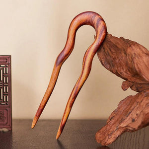 Women Wood Carved Stick Hair Clips Combs Vintage Headwear