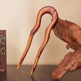 Women Wood Carved Stick Hair Clips Combs Vintage Headwear