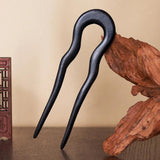 Women Wood Carved Stick Hair Clips Combs Vintage Headwear