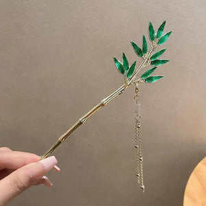 Chinese Style Bamboo Hairpin Alloy Hair Clasp Coiling Hair Ornament