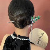 Chinese Style Bamboo Hairpin Alloy Hair Clasp Coiling Hair Ornament