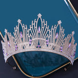 Purple Crystal Tiara Crown for Wedding Birthday Party Hair Jewelry