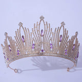 Purple Crystal Tiara Crown for Wedding Birthday Party Hair Jewelry