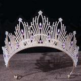 Purple Crystal Tiara Crown for Wedding Birthday Party Hair Jewelry