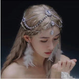 Rhinestone Headchain Layered Headband Tassel Bridal Hair Jewelry