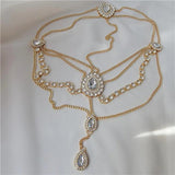 Rhinestone Headchain Layered Headband Tassel Bridal Hair Jewelry
