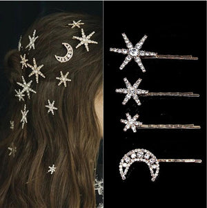 Vintage Star Rhinestone Hairpin Moon Hair Clip