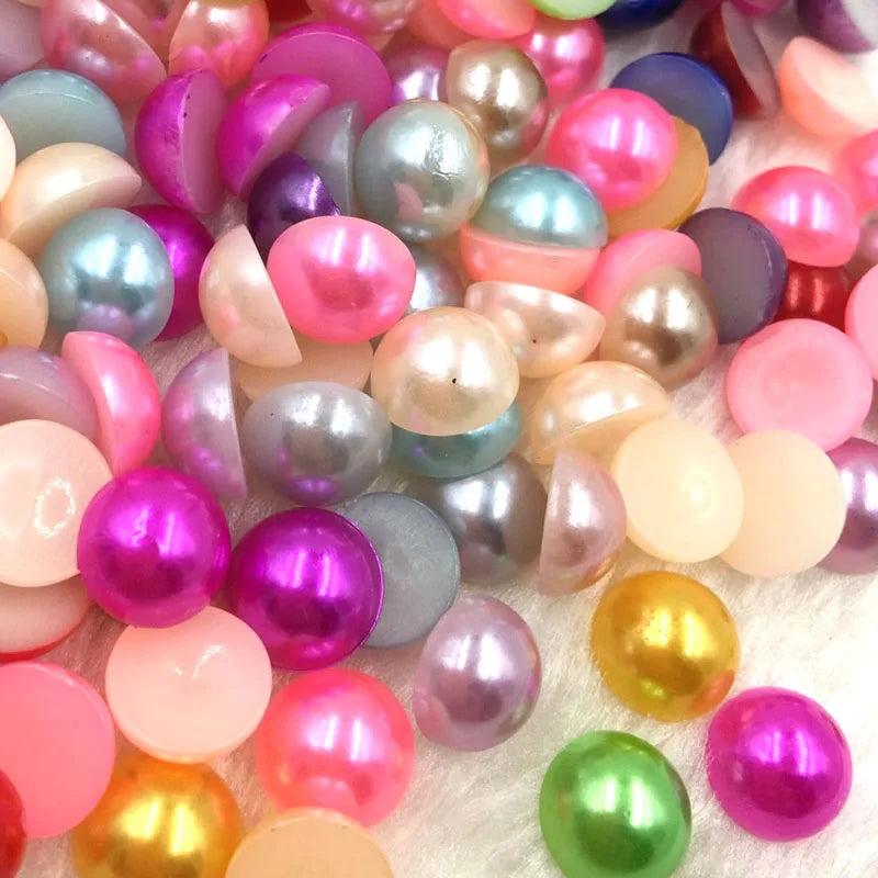 100pcs 10mm FlatBack Acrylic Pearl Beads Mix For DIY Jewelry
