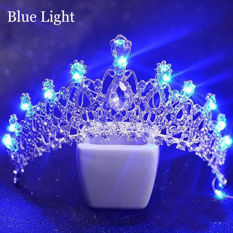 LED Light Rhinestone Bride Crown Wedding Tiara Headpiece