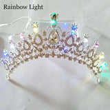 LED Light Rhinestone Bride Crown Wedding Tiara Headpiece