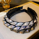 Gray Rhinestone Hairbands for Women Acrylic Headwear Ladies Hair Accessories