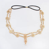 Pearl Tassel Flower Headband Crystal Bridal Hair Accessories