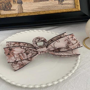 Acrylic Bowknot Hair Clip for Women Grip Clip Printed Claw Clip