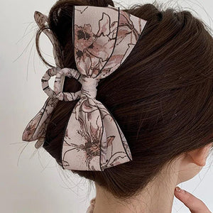 Acrylic Bowknot Hair Clip for Women Grip Clip Printed Claw Clip