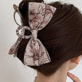 Acrylic Bowknot Hair Clip for Women Grip Clip Printed Claw Clip