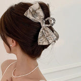 Acrylic Bowknot Hair Clip for Women Grip Clip Printed Claw Clip