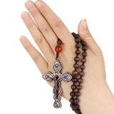 Ancient Bronze Crystal Crucifix Jesus Cross Pendant Necklace