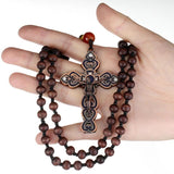 Ancient Bronze Crystal Crucifix Jesus Cross Pendant Necklace