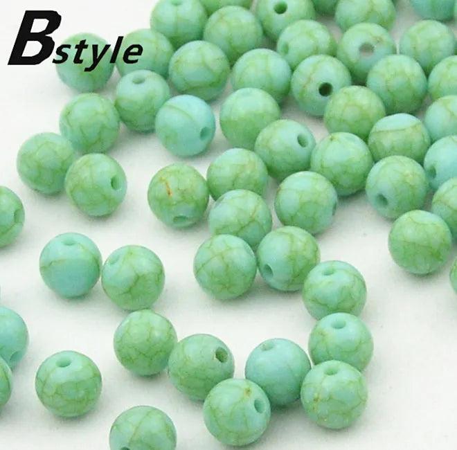 100pcs 8mm Turquoise Jade Acrylic Beads Craft Green DIY Applique