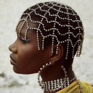 Rhinestone Mesh Hat Cap Hair Chain Headpiece Party Wedding Jewelry