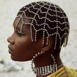 Rhinestone Mesh Hat Cap Hair Chain Headpiece Party Wedding Jewelry