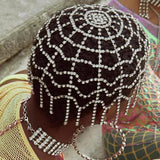 Rhinestone Mesh Hat Cap Hair Chain Headpiece Party Wedding Jewelry
