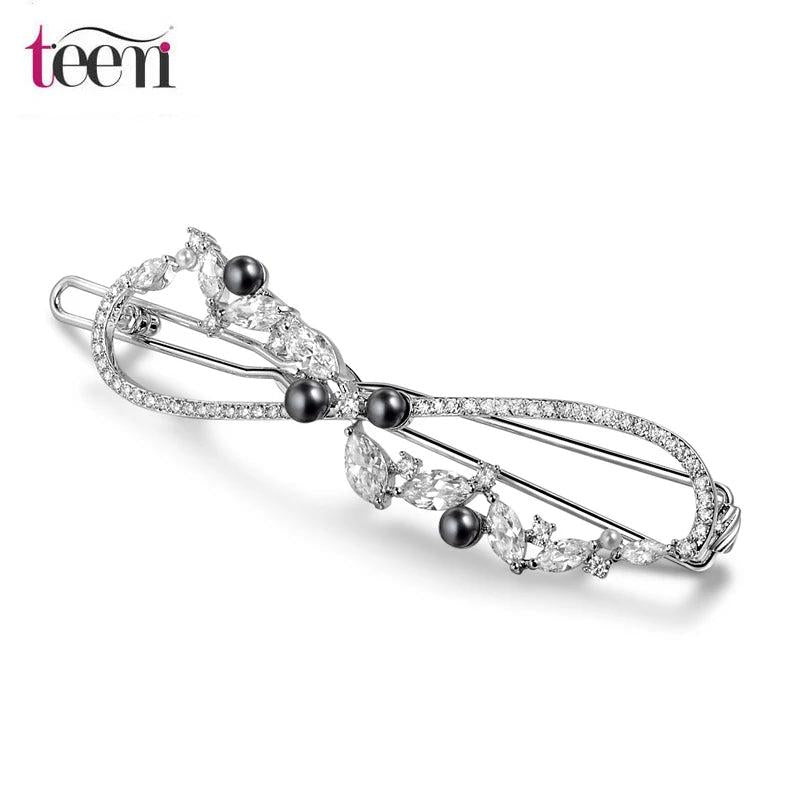 CZ Pave Pearl Bridal Hair Clips Wedding Hair Accessories