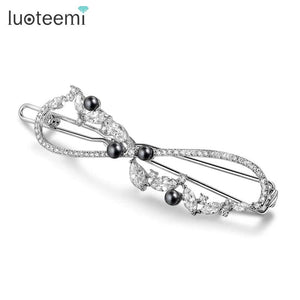 CZ Pave Pearl Bridal Hair Clips Wedding Hair Accessories