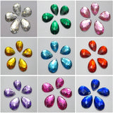 100 Mixed Colour TearDrop Sew on bead 18mm