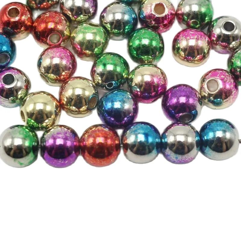 Metallic Acrylic Christmas Round Beads 6mm-10mm DIY Craft