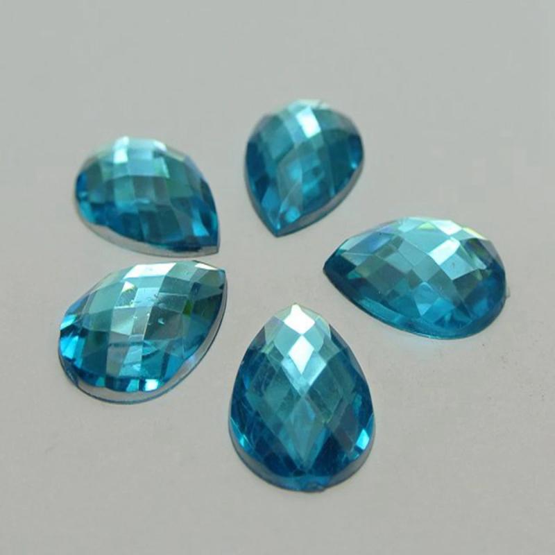 100 Flatback Acrylic Rhinestone TearDrop Gem Bead 13X18mm No Hole
