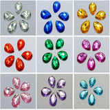 100 Flatback Acrylic Rhinestone TearDrop Gem Bead 13X18mm No Hole