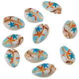 50Pcs 10*15mm Shell Beads Starfish Printed Loose Beads Beach Accessories