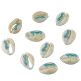 50Pcs 10*15mm Shell Beads Starfish Printed Loose Beads Beach Accessories