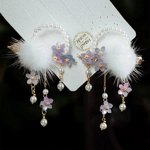 Floral Hairpin Hanfu Hair Accessory Tassel Pearl Barrette