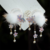 Floral Hairpin Hanfu Hair Accessory Tassel Pearl Barrette