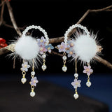 Floral Hairpin Hanfu Hair Accessory Tassel Pearl Barrette