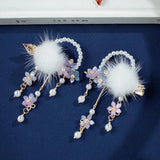 Floral Hairpin Hanfu Hair Accessory Tassel Pearl Barrette