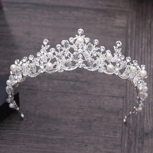 Crystal Pearl Bridal Crown Woman Tiaras Hair Jewelry Bride Headbands