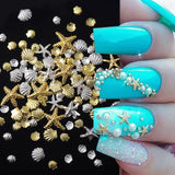 Ocean Starfish Shell Nail Charms Mixed Ocean Stud Rhinestone