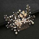 Silver Crystal Floral Bridal Hair Comb Wedding Head Piece
