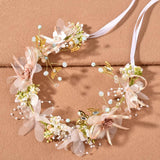 Pearl Flower Wreath Bride Headband Wedding Hair Jewelry