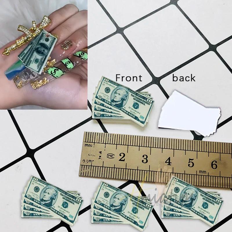 10pc Dollors Nail Charms 3D Rhinestones DIY Nail Art Decor