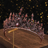 Bronze Baroque Crystal Purple Tiara Crown Bride Noiva Headpiece