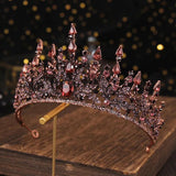Bronze Baroque Crystal Purple Tiara Crown Bride Noiva Headpiece