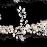 Ribbon Crystals Pearls Wedding Headband Hair Vine
