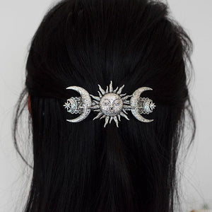 Triple Moon Celestial Hairclip French Barrette Pagan Hair Jewelry