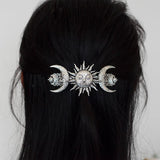 Triple Moon Celestial Hairclip French Barrette Pagan Hair Jewelry