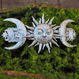 Triple Moon Celestial Hairclip French Barrette Pagan Hair Jewelry